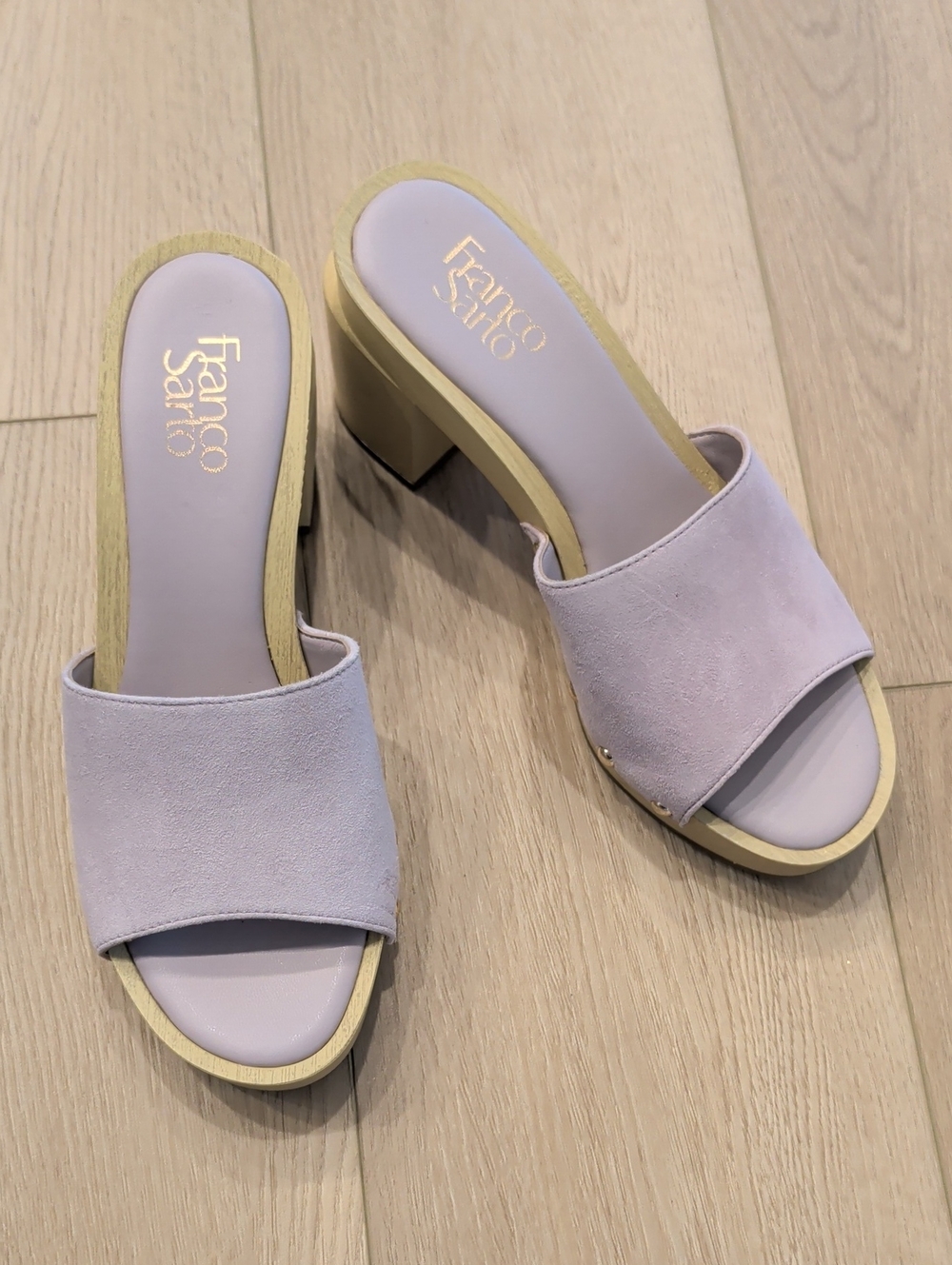New Franco Sarto Capri 3 Clog Sandal Size 8M Purple Soft Lilac Leather Platform